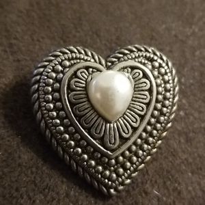 Vintage Heart and faux pearl 1970's Brooch